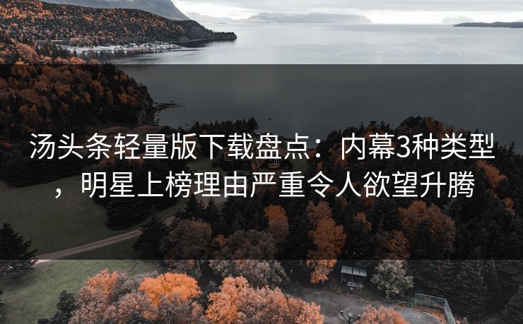汤头条轻量版下载盘点：内幕3种类型，明星上榜理由严重令人欲望升腾