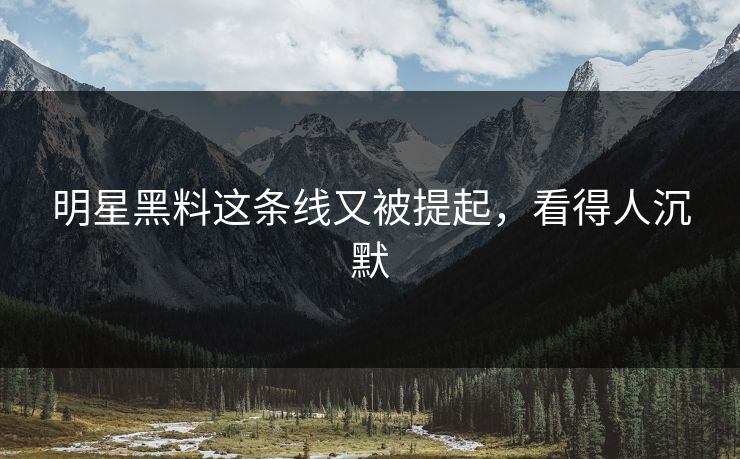 明星黑料这条线又被提起，看得人沉默