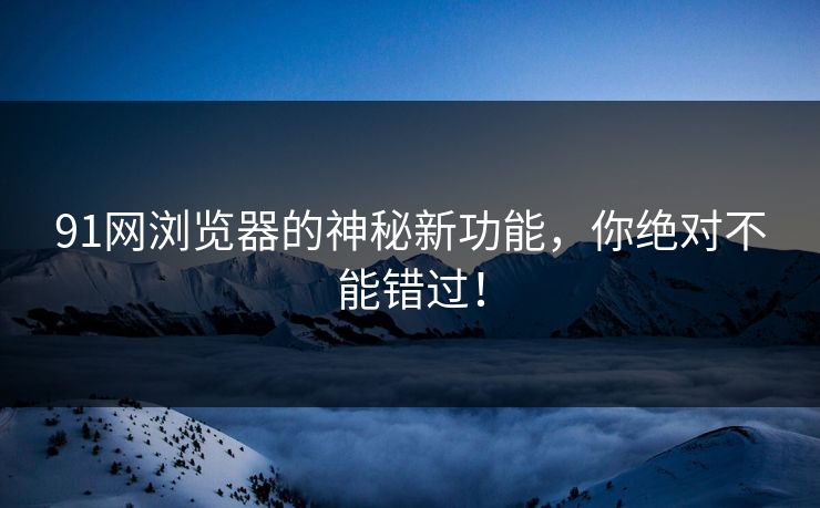 91网浏览器的神秘新功能，你绝对不能错过！